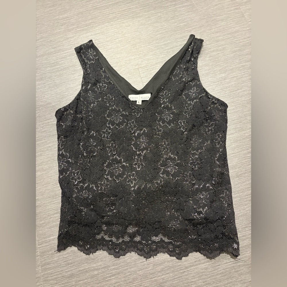 White House Black Market Elegant Black Lace Blouse
